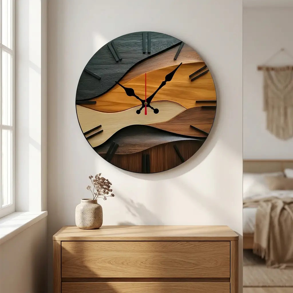 Nordic Wooden Wall Clock | 10-Inch Silent Quartz Minimalist Wall Clock