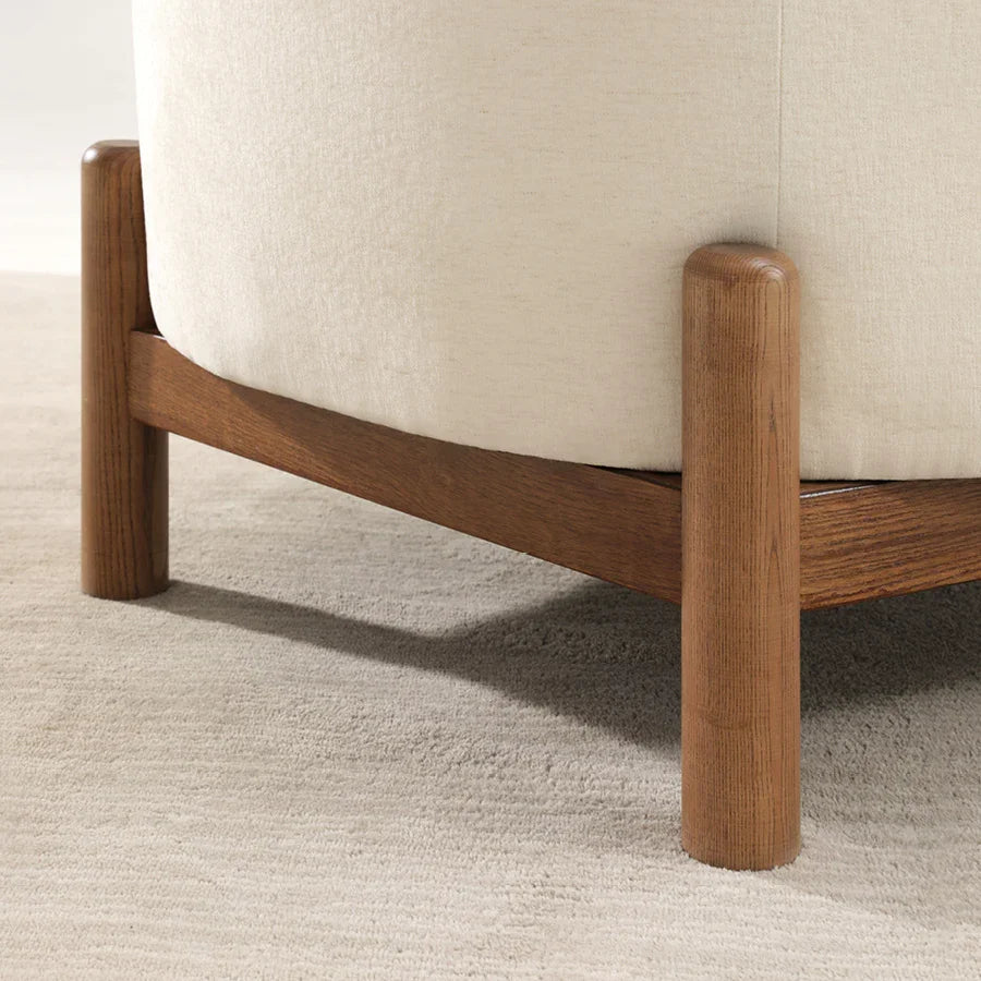 Giverny White Cotton Linen Barrel Accent Chair | Modern Upholstered Lounge Chair