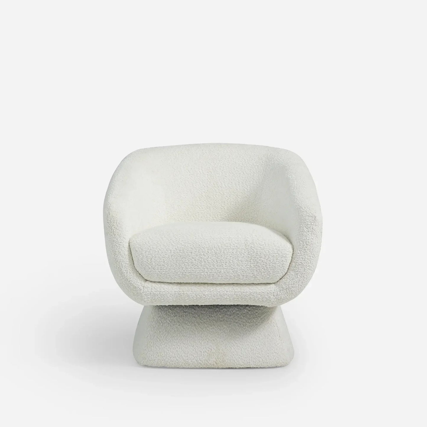 Nephele White Bouclé Barrel Swivel Chair