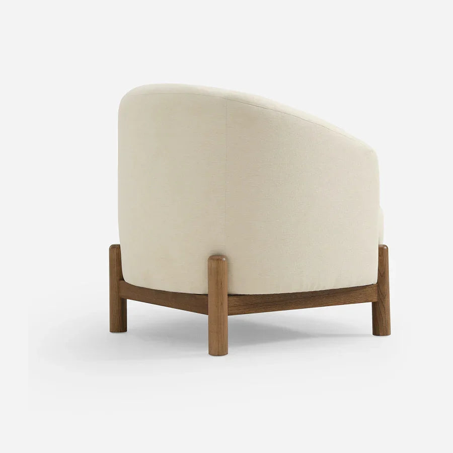 Giverny White Cotton Linen Barrel Accent Chair | Modern Upholstered Lounge Chair