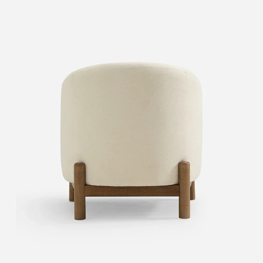 Giverny White Cotton Linen Barrel Accent Chair | Modern Upholstered Lounge Chair