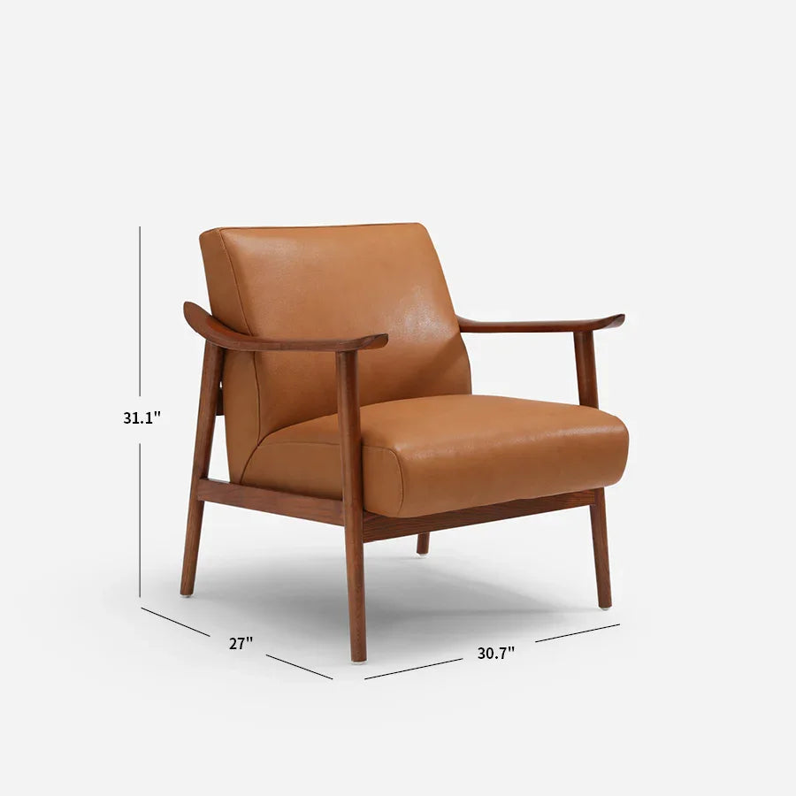 Nestor Genuine Leather Accent Chair | Mid-Century Modern Leather Lounge Chair