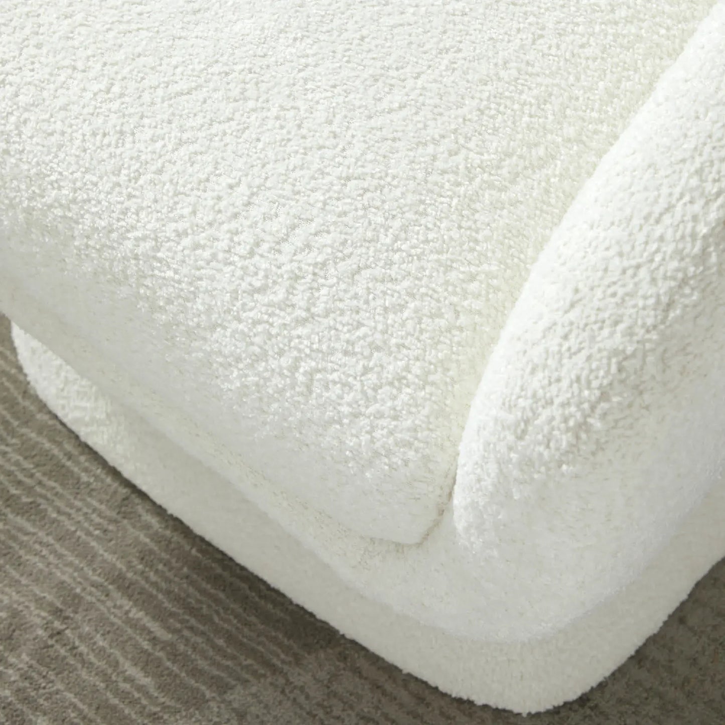 Nephele White Bouclé Barrel Swivel Chair