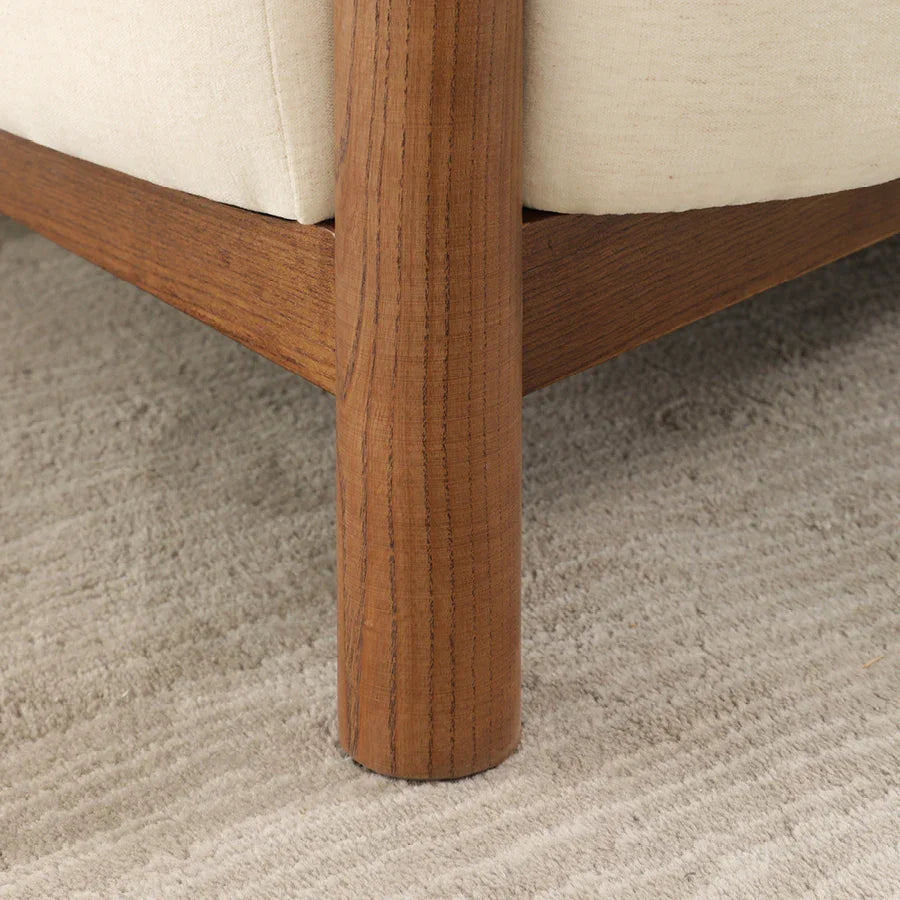 Giverny White Cotton Linen Barrel Accent Chair | Modern Upholstered Lounge Chair