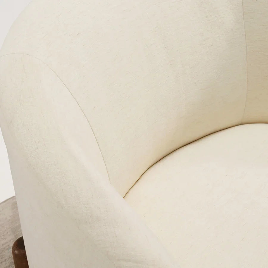 Giverny White Cotton Linen Barrel Accent Chair | Modern Upholstered Lounge Chair