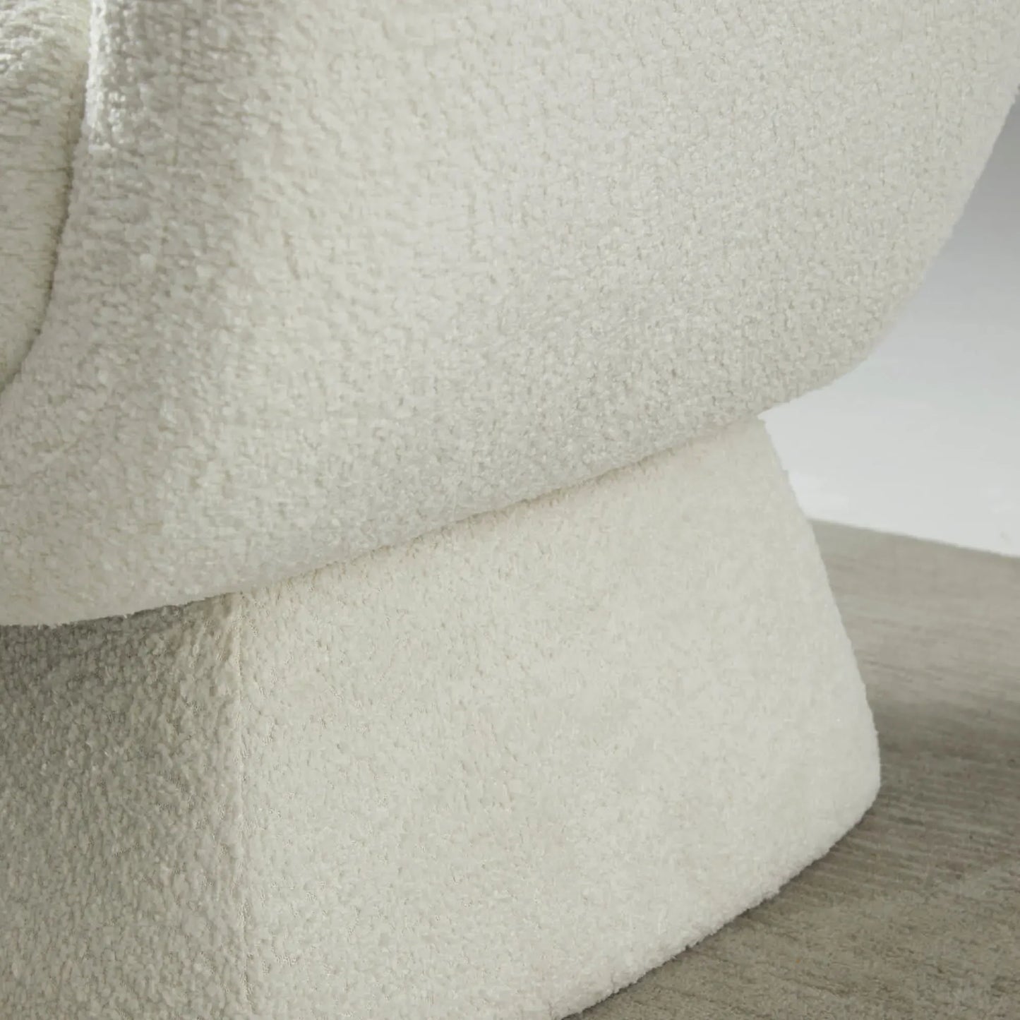 Nephele White Bouclé Barrel Swivel Chair
