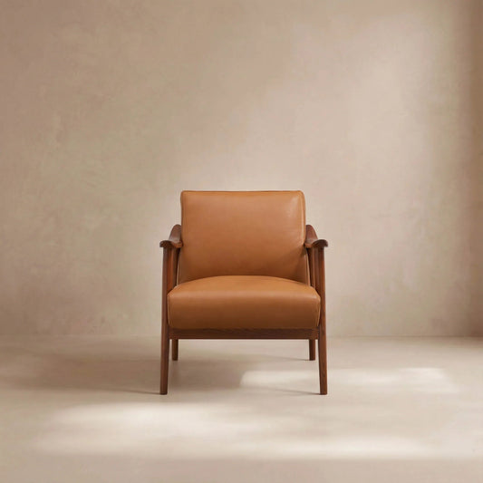 Nestor Genuine Leather Accent Chair | Mid-Century Modern Leather Lounge Chair