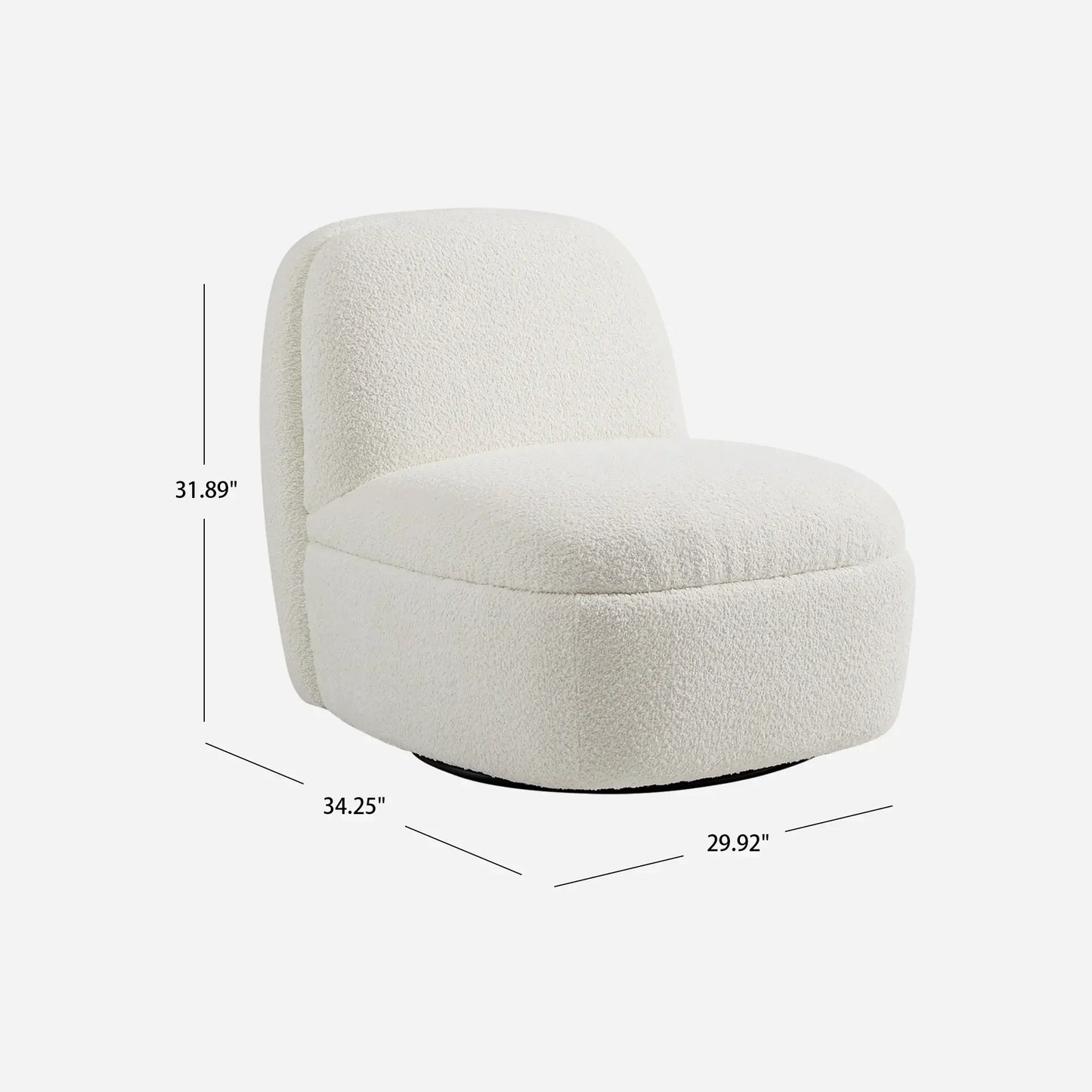 Niveous White Bouclé Swivel Chair
