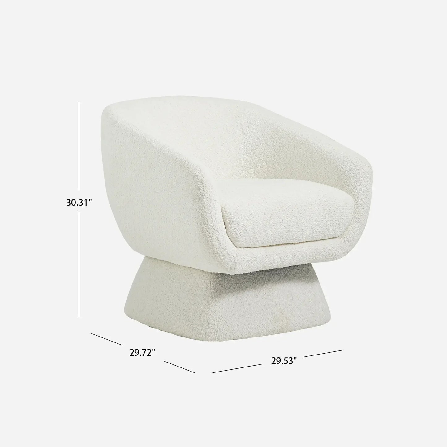 Nephele White Bouclé Barrel Swivel Chair