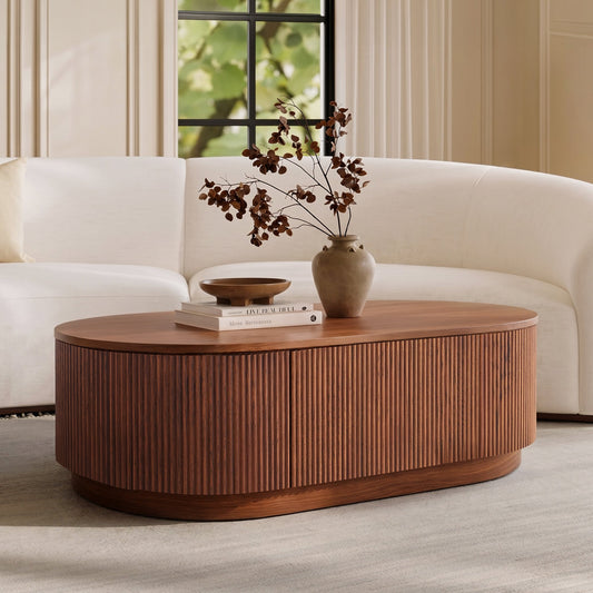 Esmond Fluted Oval Coffee Table 55"