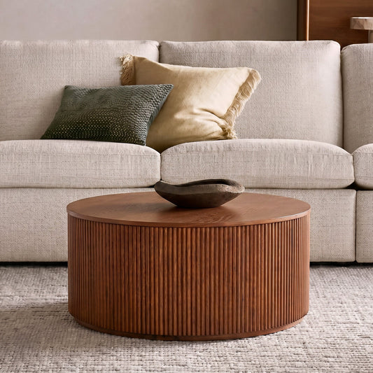 Esmond Fluted Round Lift-Top Coffee Table 35"