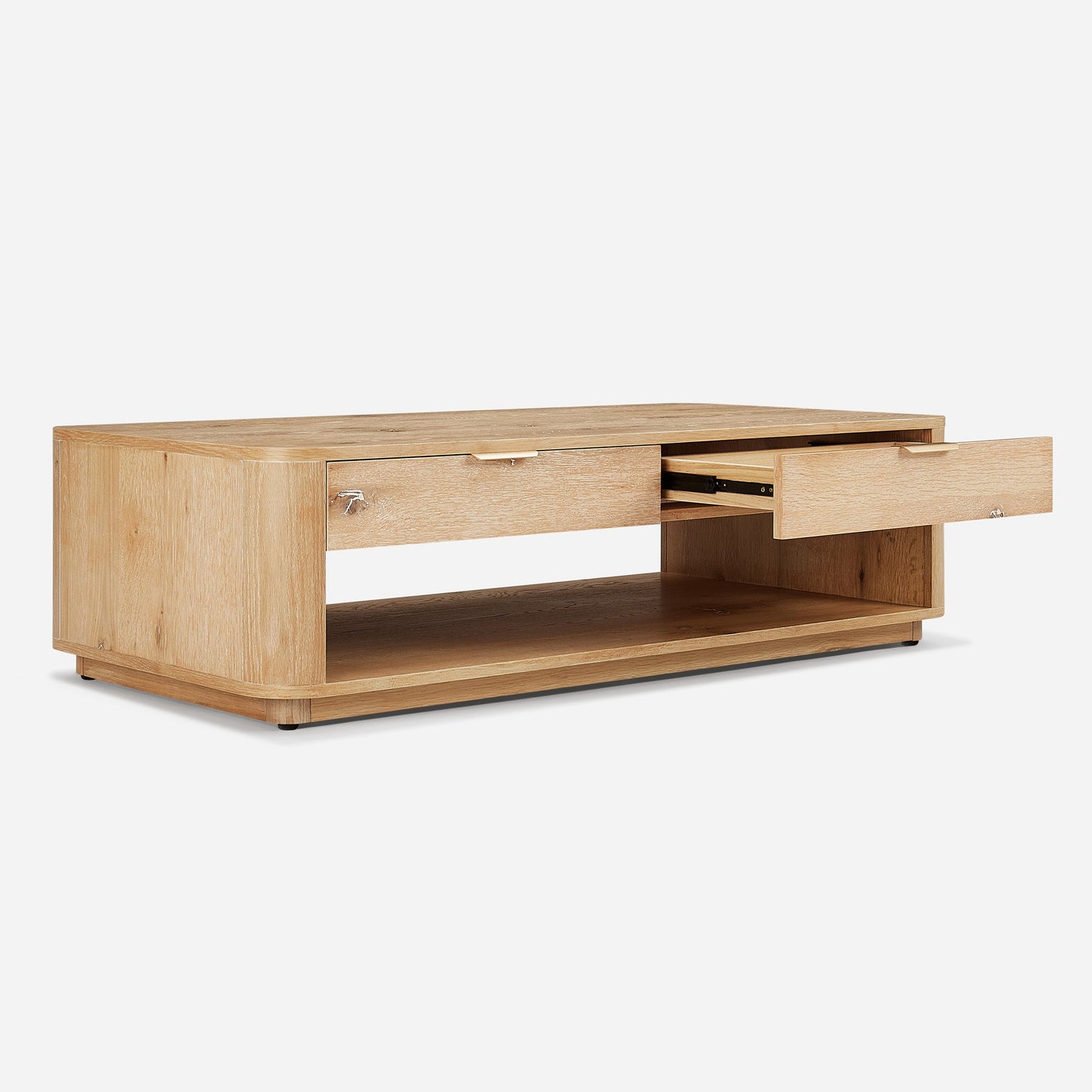 Aven Natural Curved Oak Coffee Table 55"