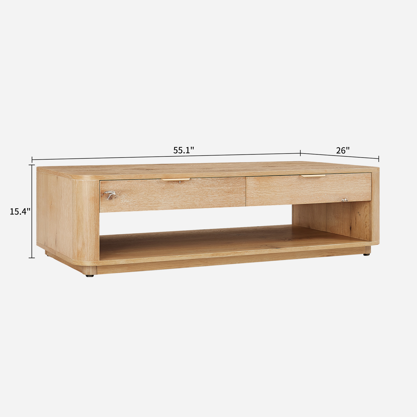 Aven Natural Curved Oak Coffee Table 55"