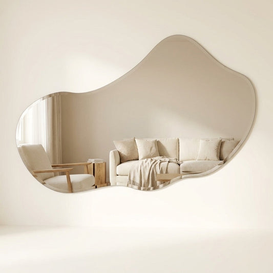 Asymmetrical Puddle Wall Mirror | Frameless Organic Silver Glass Decorative Mirror