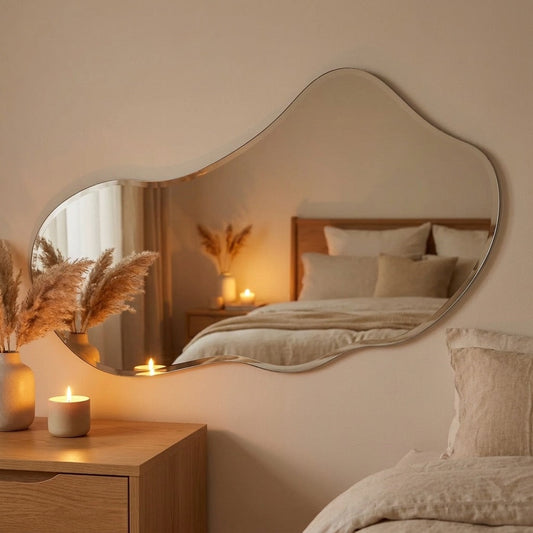 Asymmetrical Puddle Wall Mirror | Frameless Organic Silver Glass Decorative Mirror