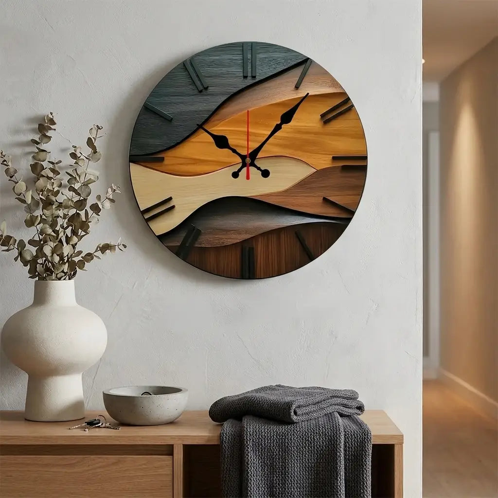 Nordic Wooden Wall Clock | 10-Inch Silent Quartz Minimalist Wall Clock