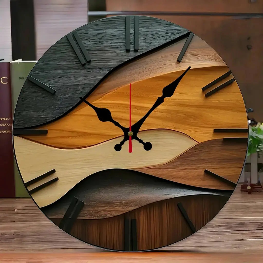 Nordic Wooden Wall Clock | 10-Inch Silent Quartz Minimalist Wall Clock