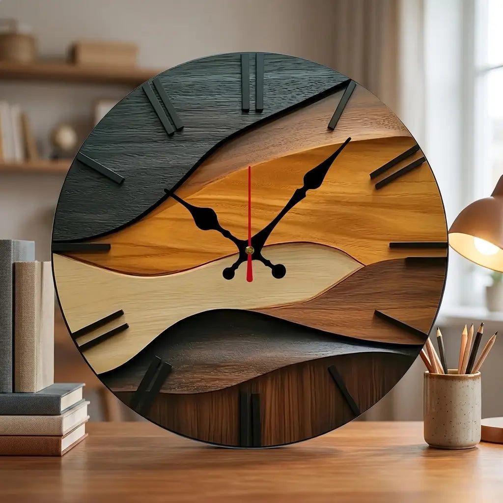 Nordic Wooden Wall Clock | 10-Inch Silent Quartz Minimalist Wall Clock