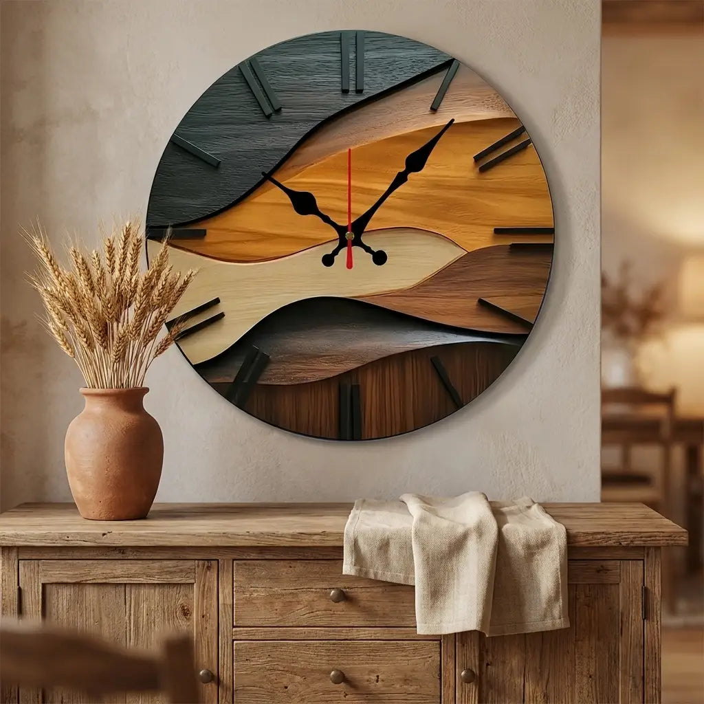 Nordic Wooden Wall Clock | 10-Inch Silent Quartz Minimalist Wall Clock