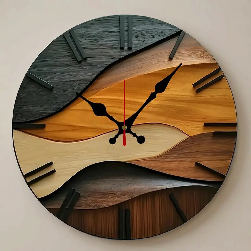 Nordic Wooden Wall Clock | 10-Inch Silent Quartz Minimalist Wall Clock