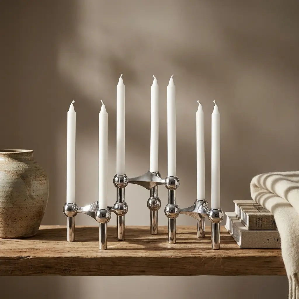 Modern Molecular Structure Candelabra | Nordic Metal Candle Holder for 3, 5, 7 or 9 Taper Candles