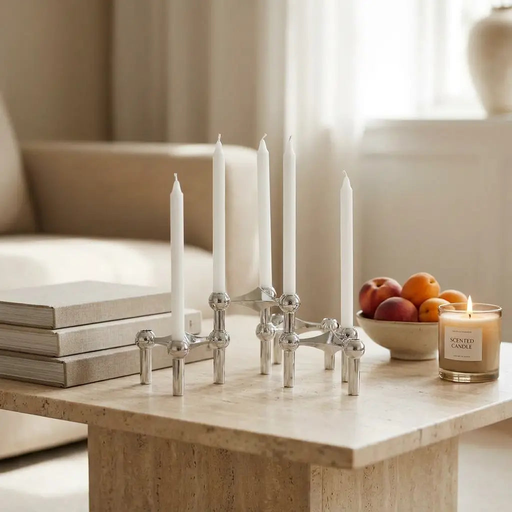 Modern Molecular Structure Candelabra | Nordic Metal Candle Holder for 3, 5, 7 or 9 Taper Candles