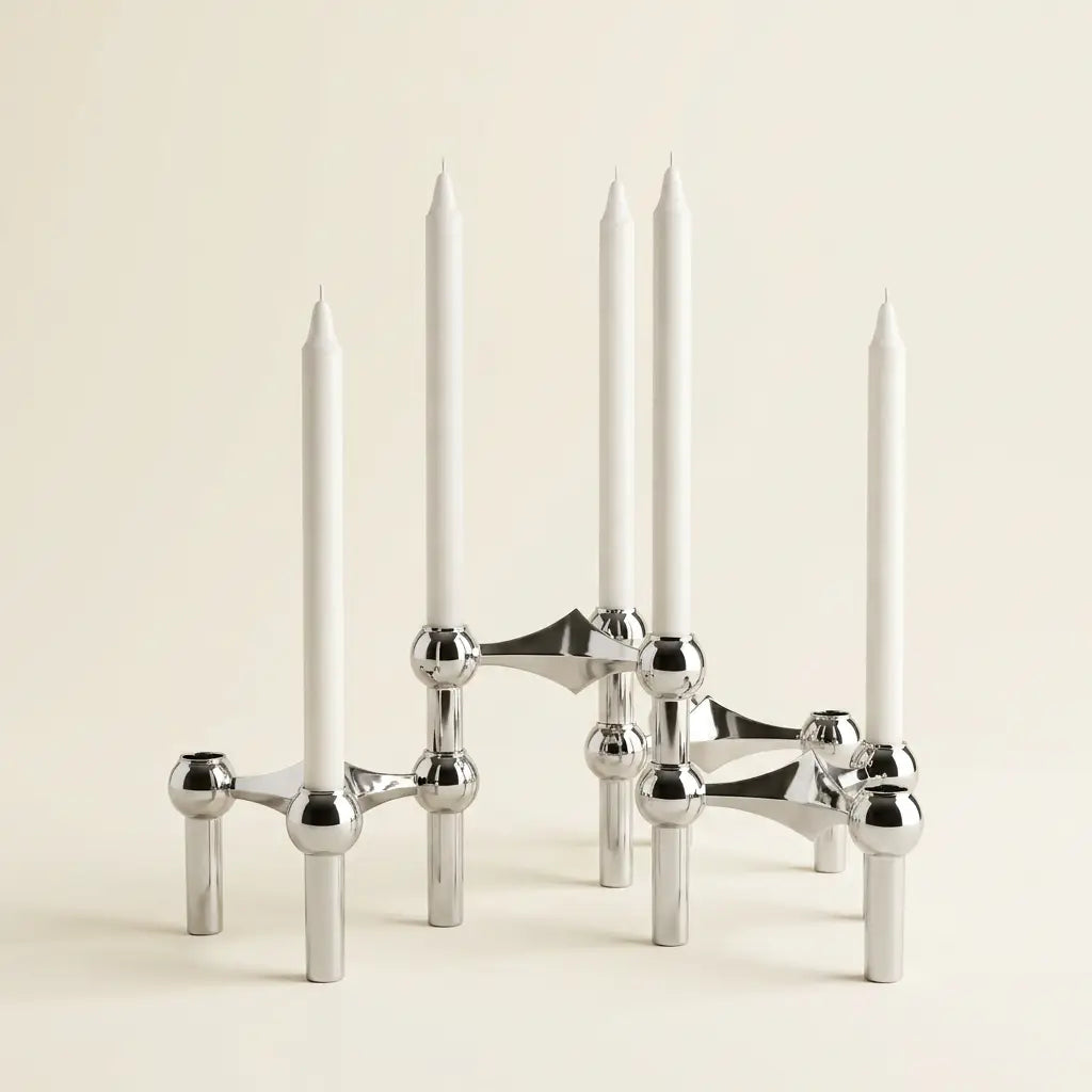 Modern Molecular Structure Candelabra | Nordic Metal Candle Holder for 3, 5, 7 or 9 Taper Candles