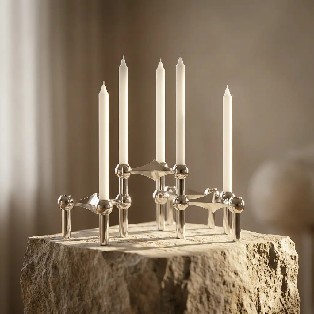 Modern Molecular Structure Candelabra | Nordic Metal Candle Holder for 3, 5, 7 or 9 Taper Candles