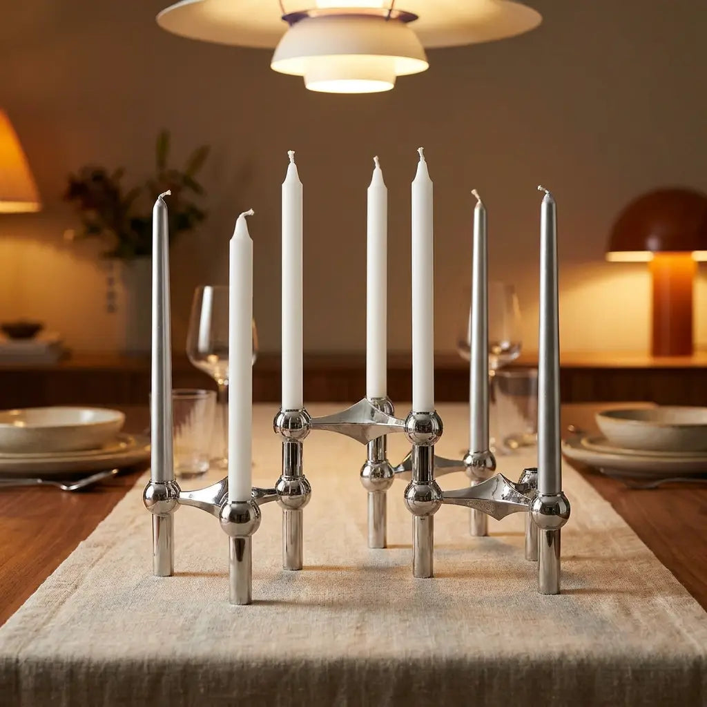 Modern Molecular Structure Candelabra | Nordic Metal Candle Holder for 3, 5, 7 or 9 Taper Candles