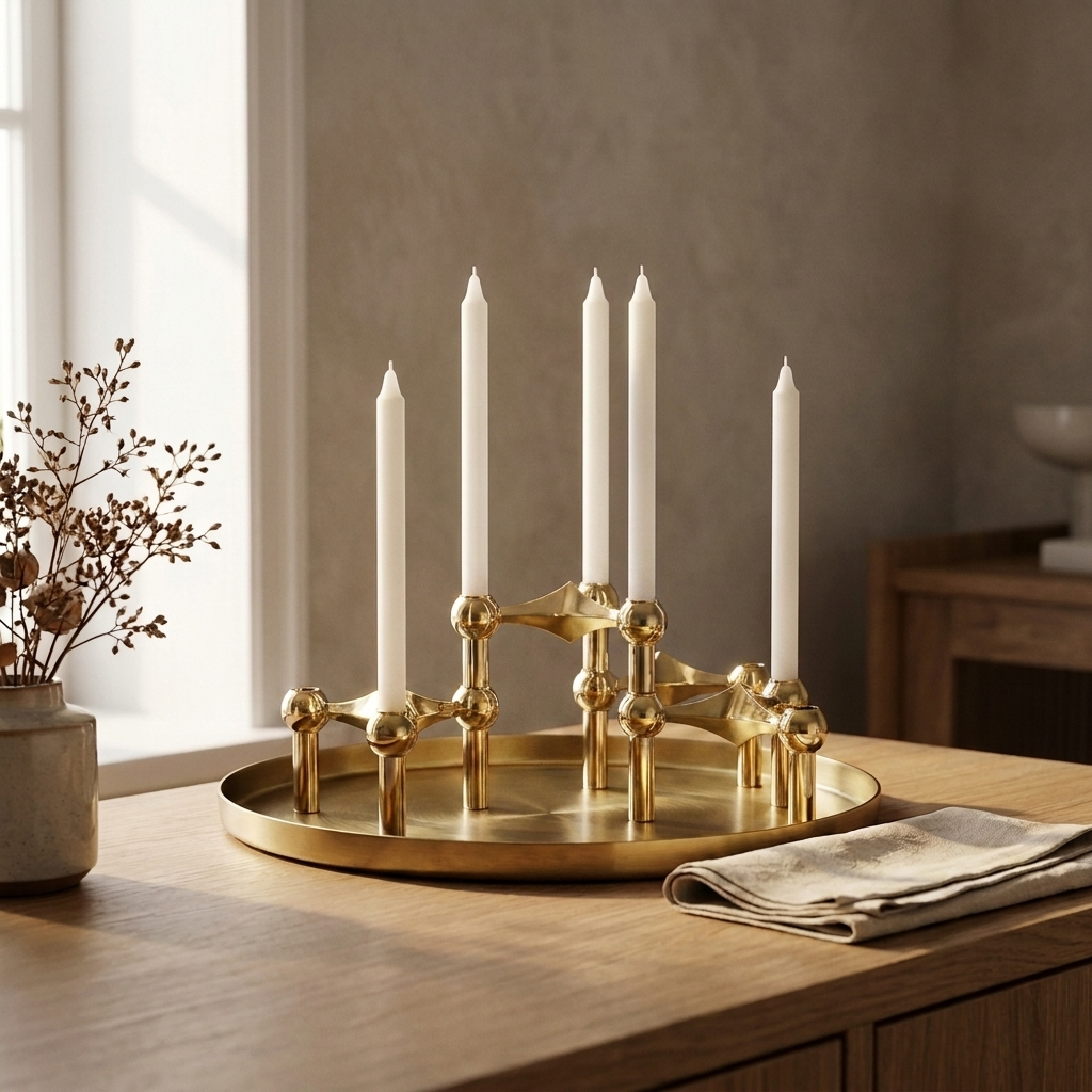 Molecular Structure Candelabra as a sculptural Nordic centerpiece on a dining table
