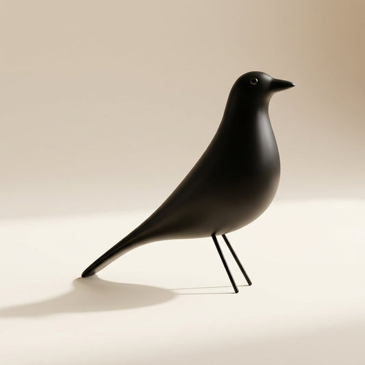 Modern Sculptural Bird Figurine | Matte Black Scandinavian Decorative Shelf Accent